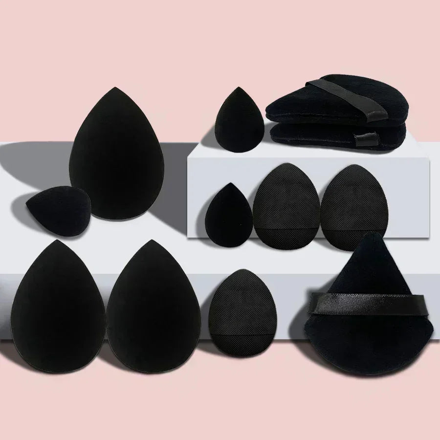 12/14PC Soft Makeup Sponge & Puff Set – Blend Like a Pro with Beauty Eggs & Puffs in Storage Jar!