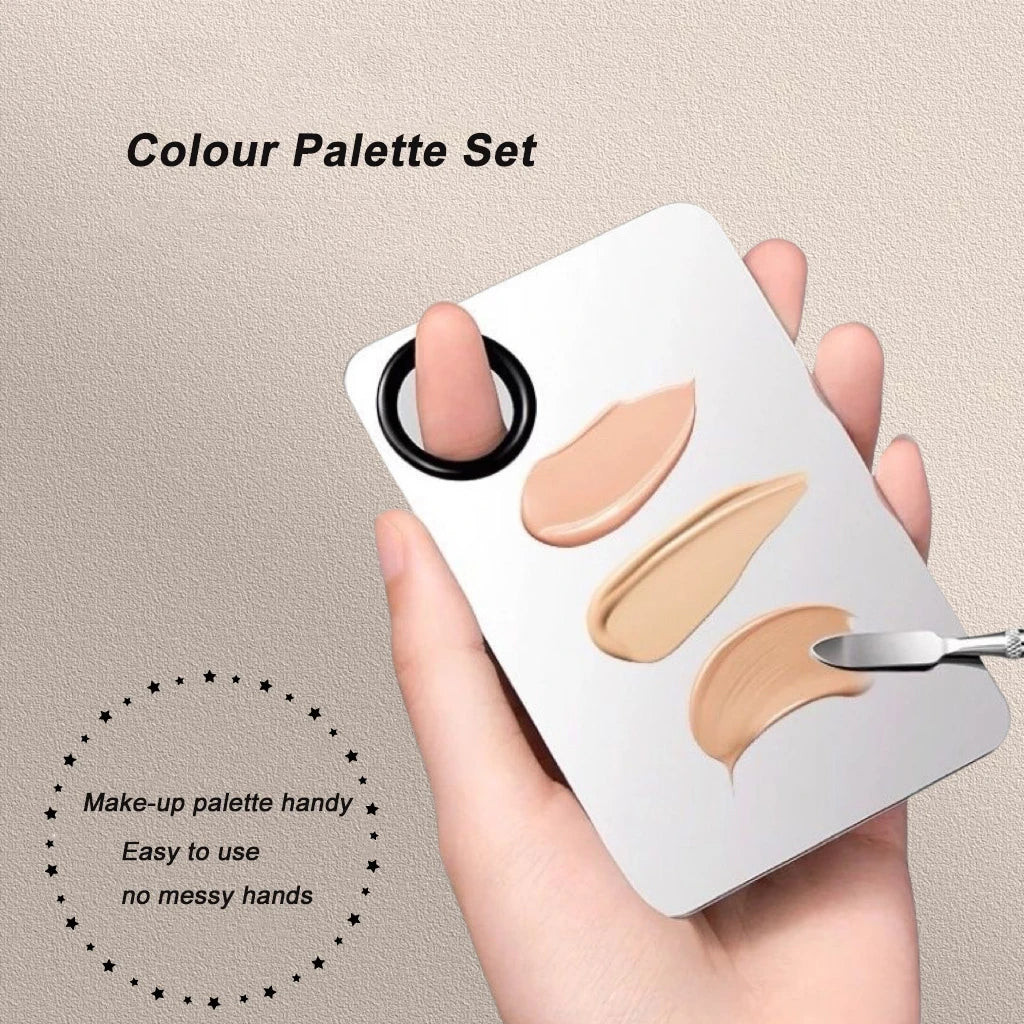 Pro Stainless Steel Makeup Mixing Palette & Spatula – Perfect for Foundation, Nails & More!
