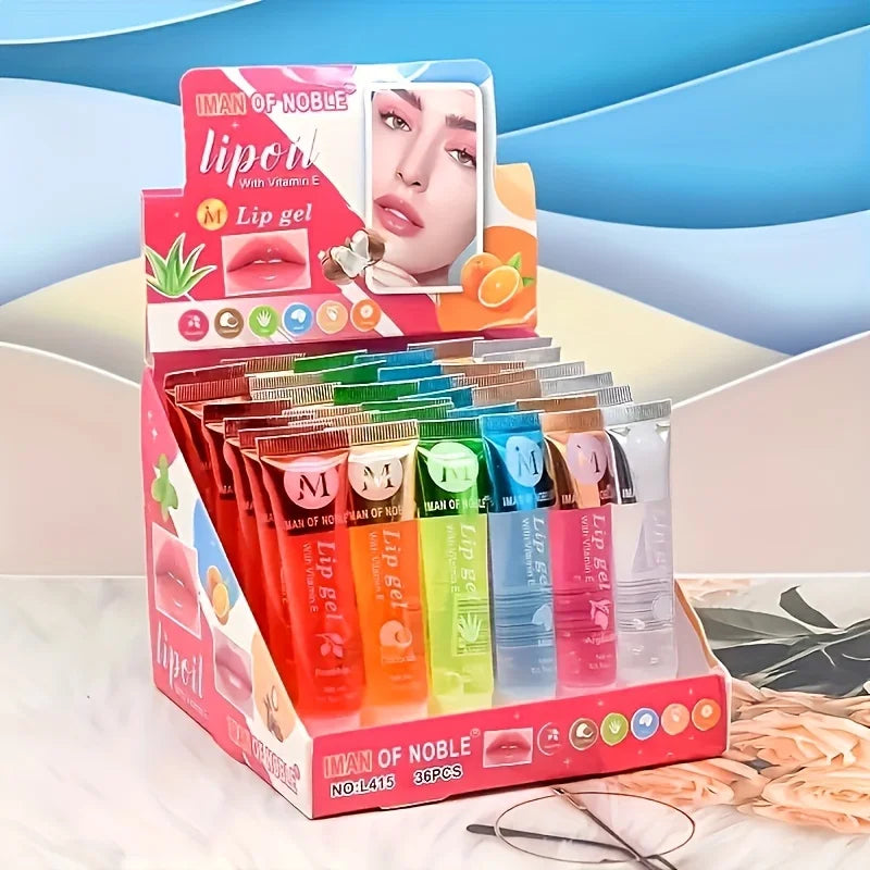 6-Piece Lip Gloss Gift Set – Clear & Flavoured Plumping Oils with VE, Rosehip, Argan & More