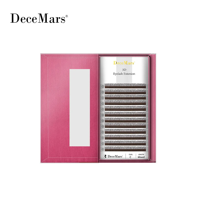 DeceMars Black 3D W-Shaped Lash Extensions – Triple-Tip C/D/DD Curl Individual Lashes (0.07mm)
