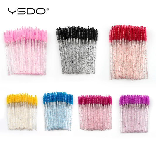 50pcs Disposable Lash & Brow Spoolies – Perfect for Extensions, Mascara & Makeup Application