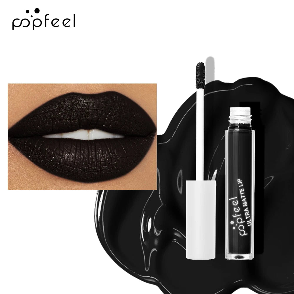 POPFEEEL™ High-Impact Lip Glaze – Bold Black Gloss, Smudge-Free, Long-Lasting & Cup-Resistant Shine