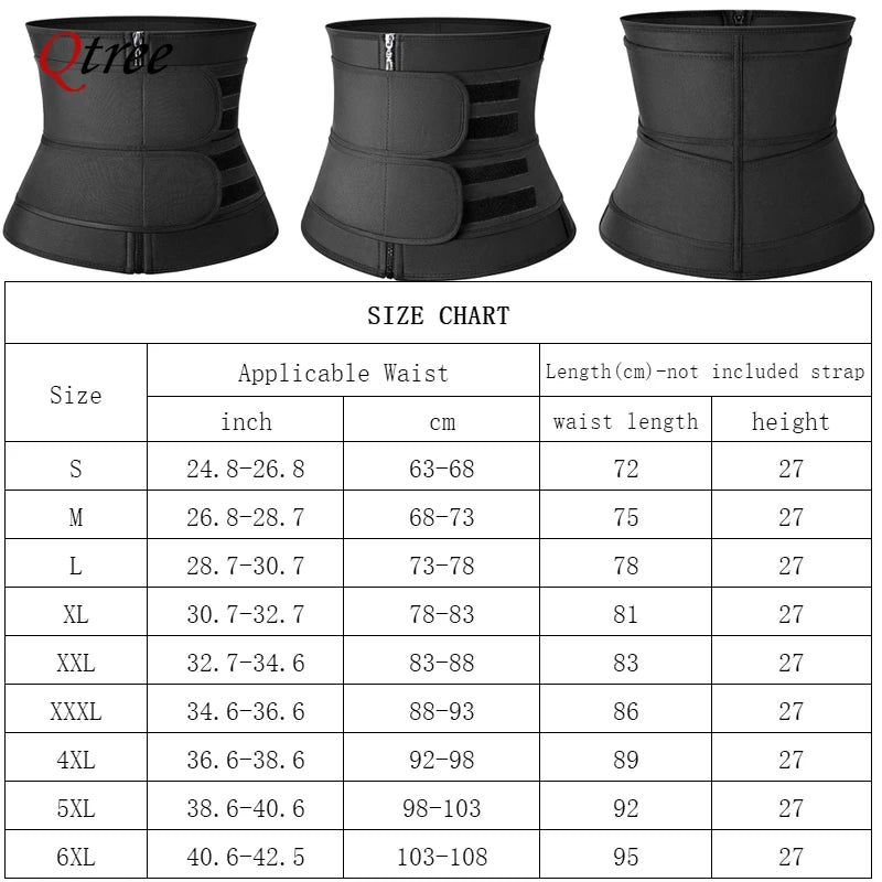 Qtree Plus Size Waist Trainer – Sweat Belt Corset for Slimming, Shaping & Workout Support