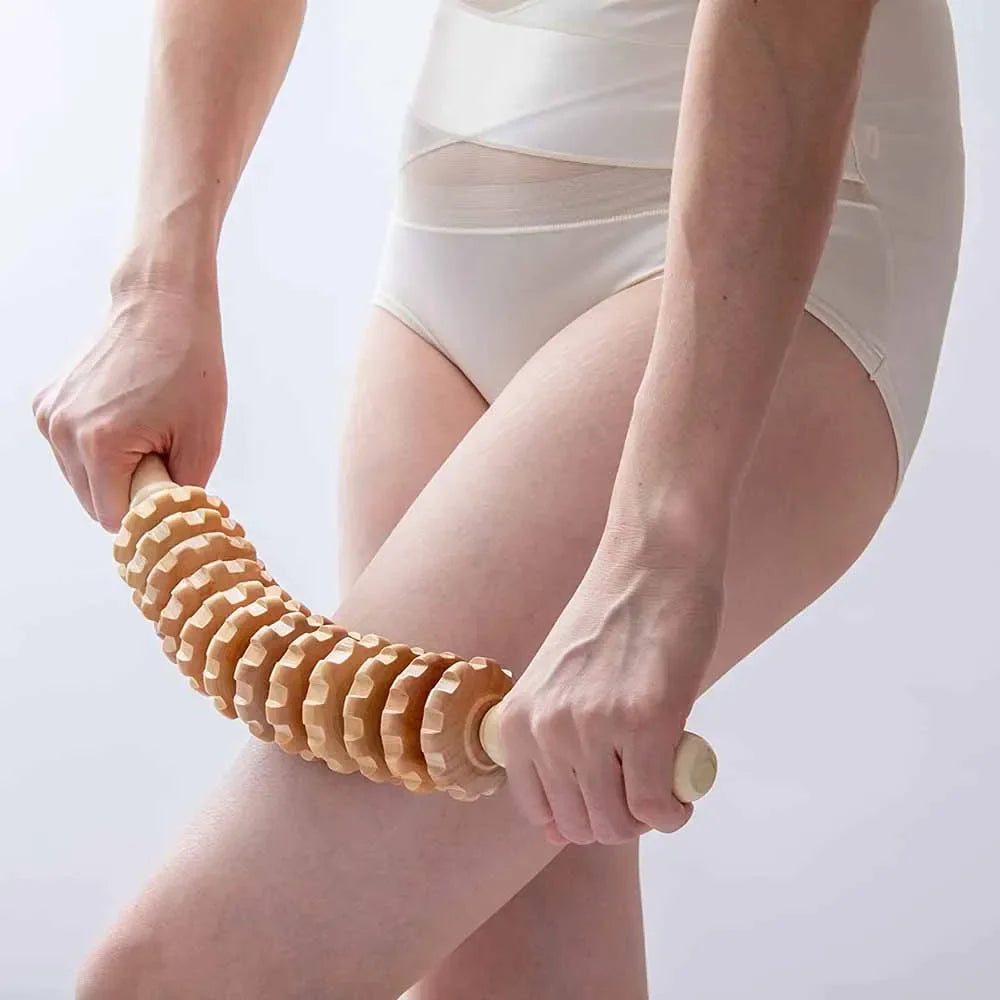 Deep Tissue Wooden Massage Roller – Anti-Cellulite Therapy Stick for Body Sculpting