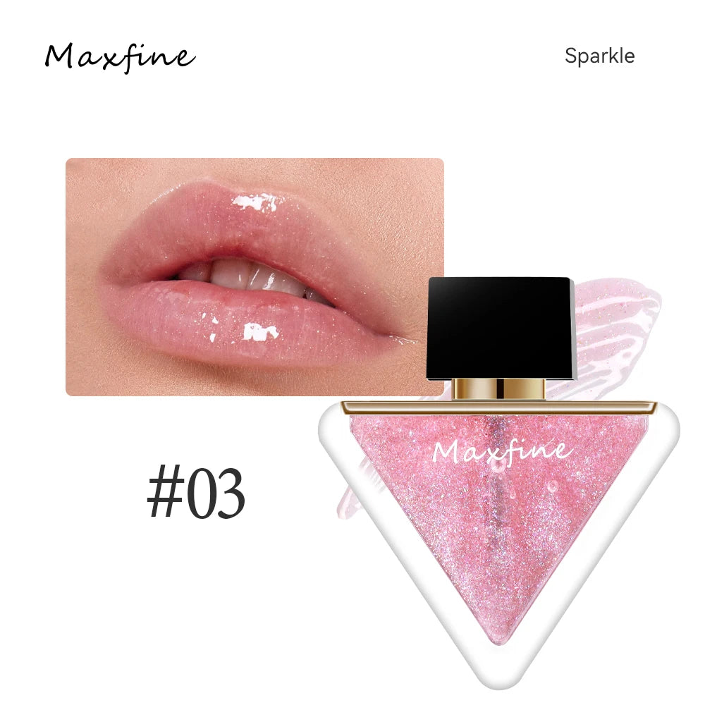 Maxfine Moisturising Triangle Lip Oil – Crystal Shine Lip Gloss for Natural Plump & Glossy Finish | Hydrating Lip Enhancer