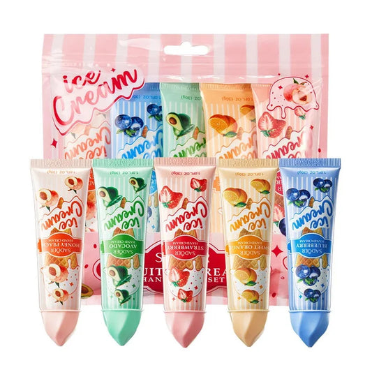 5-Piece Ice Cream Scented Hand Cream Gift Set – Moisturising, Brightening & Hydrating Skincare by SADOER
