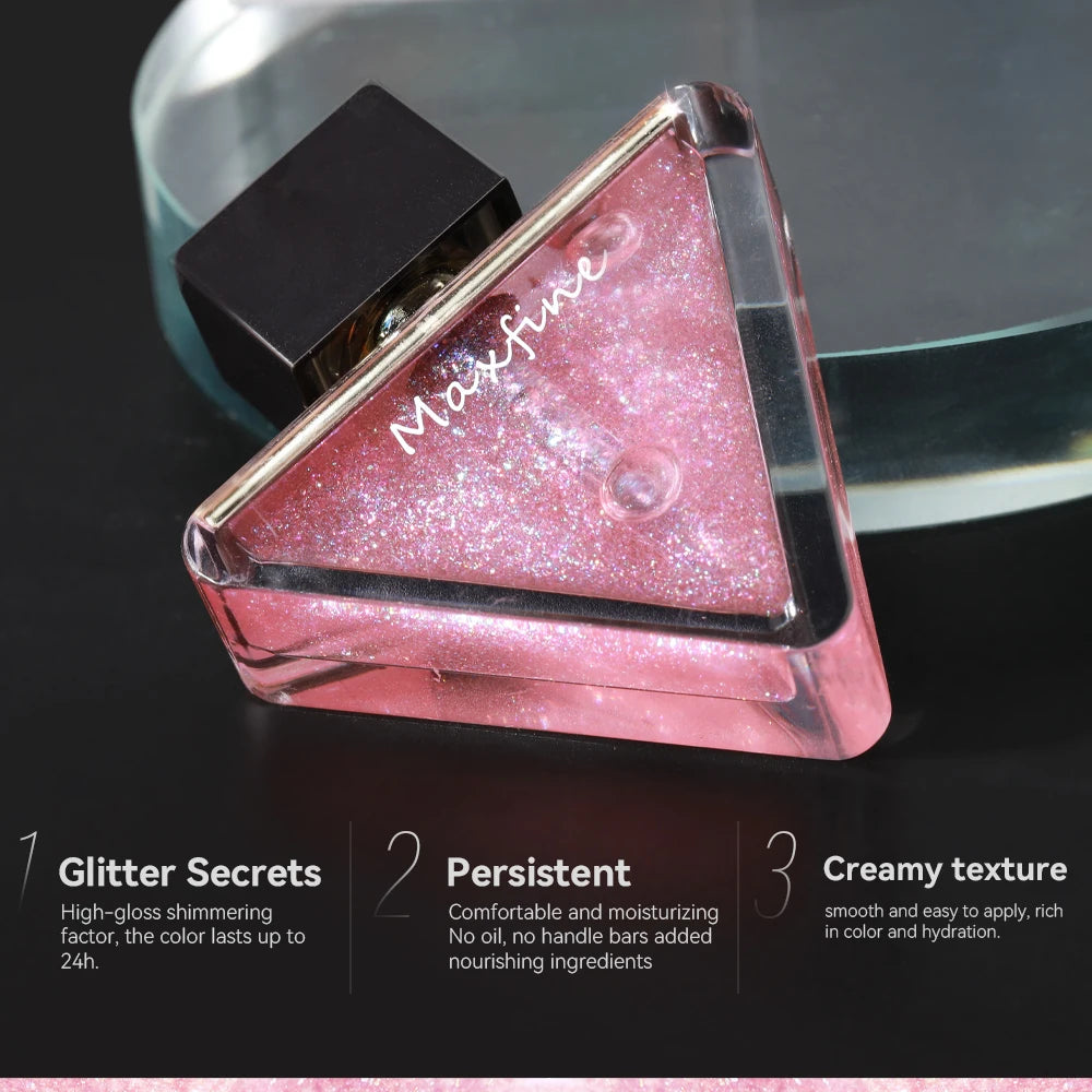 Maxfine Moisturising Triangle Lip Oil – Crystal Shine Lip Gloss for Natural Plump & Glossy Finish | Hydrating Lip Enhancer