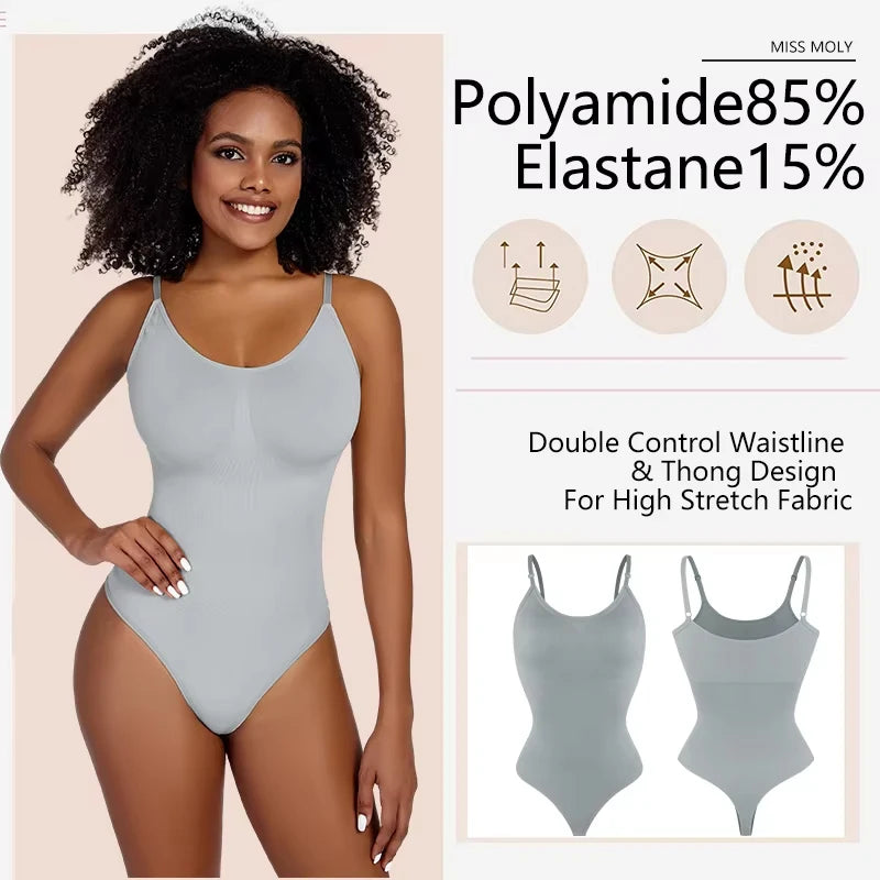 Women’s Sculpting Shapewear Bodysuit – Full Body Faja with Thong Back & Slimming Support