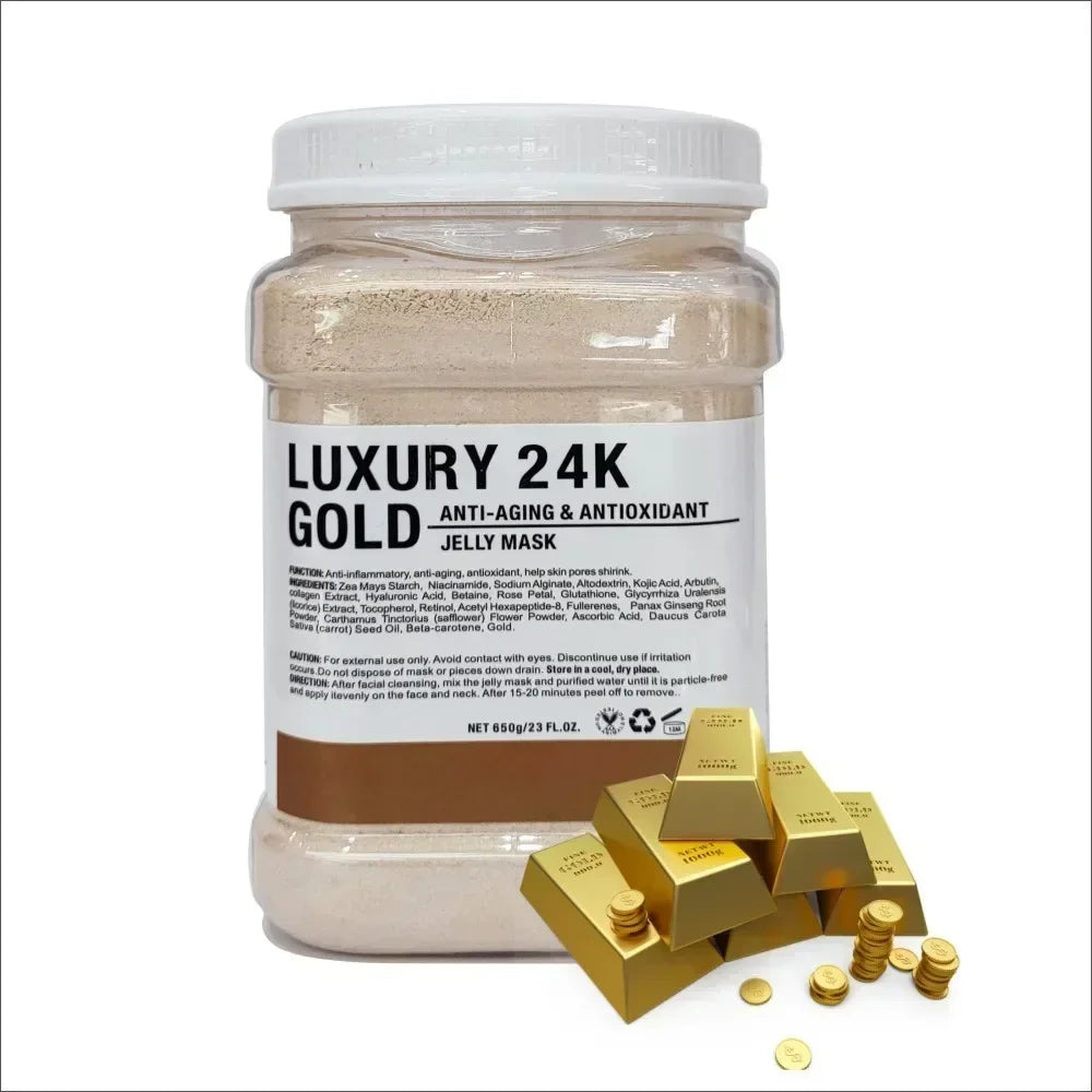 24K Gold Jelly Mask Powder – 500g / 650g Bulk Spa-Grade Hydration & Glow