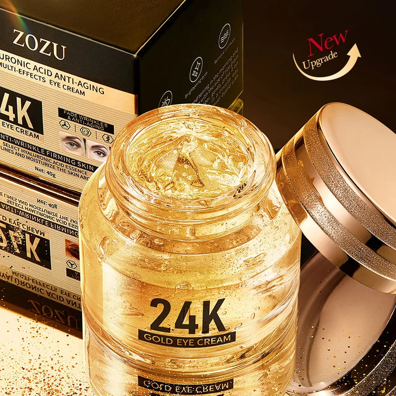 24K Gold Hyaluronic Eye Cream – Brightens Dark Circles & Firms Under-Eye Bags