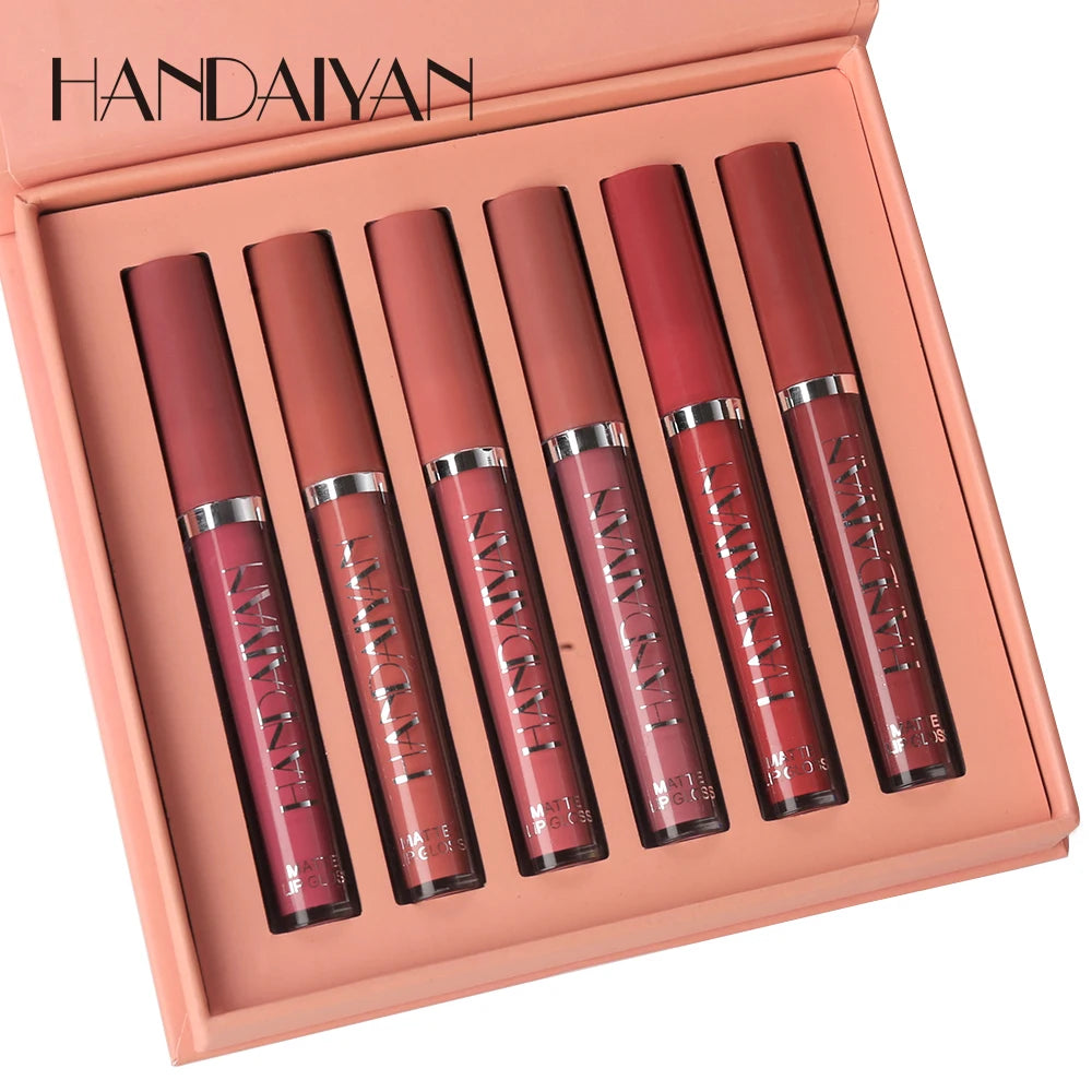 6-Piece Matte Liquid Lipstick Set – Long-Lasting, Non-Stick, Fade-Resistant Lip Gloss Gift Box by HANDAIYAN