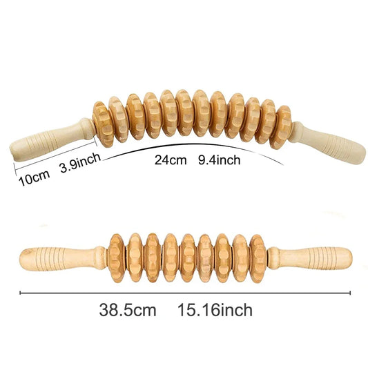 Deep Tissue Wooden Massage Roller – Anti-Cellulite Therapy Stick for Body Sculpting