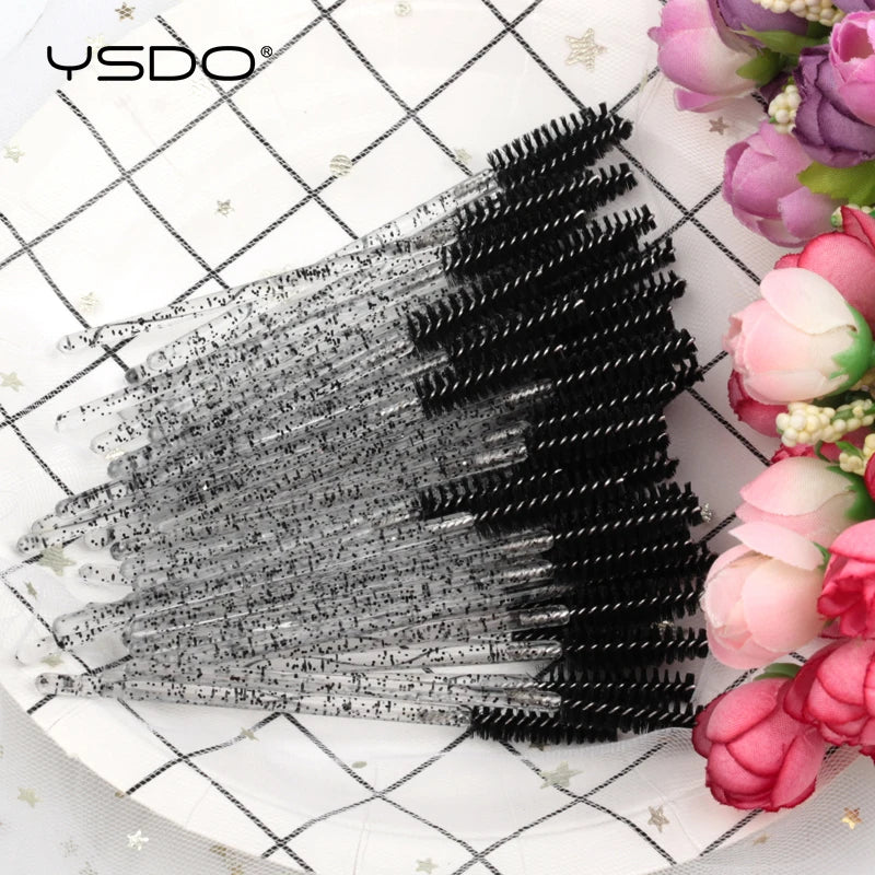 50pcs Disposable Lash & Brow Spoolies – Perfect for Extensions, Mascara & Makeup Application