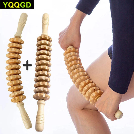 Deep Tissue Wooden Massage Roller – Anti-Cellulite Therapy Stick for Body Sculpting