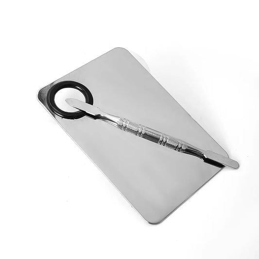 Pro Stainless Steel Makeup Mixing Palette & Spatula – Perfect for Foundation, Nails & More!