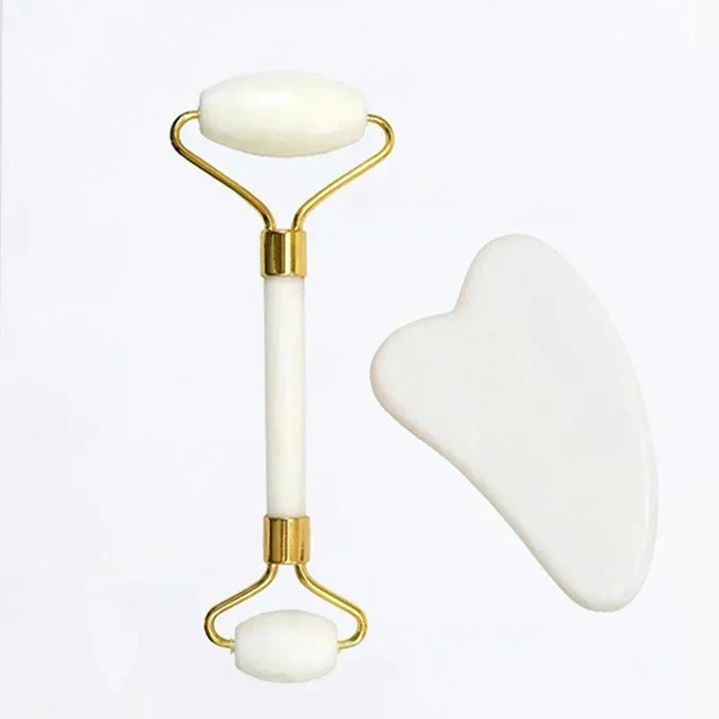 Jade Roller & Gua Sha Set – Natural Stone Facial & Body Massager for Lifting & Relaxation