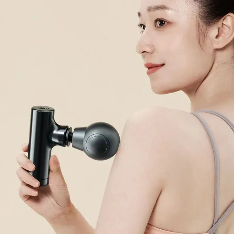 Mini LCD Massage Gun – 6-Head Portable Deep Tissue Massager for Neck, Back & Body Relief