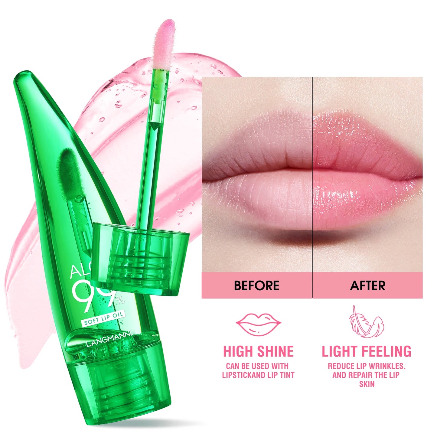 Aloe Vera Colour-Changing Lip Oil – Temperature-Activated Gloss for Soft, Rosy, Hydrated Lips