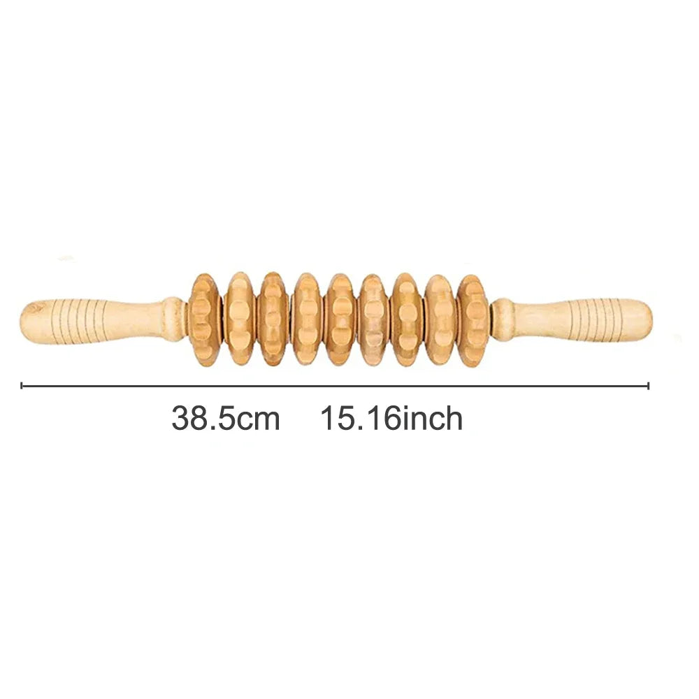 Deep Tissue Wooden Massage Roller – Anti-Cellulite Therapy Stick for Body Sculpting