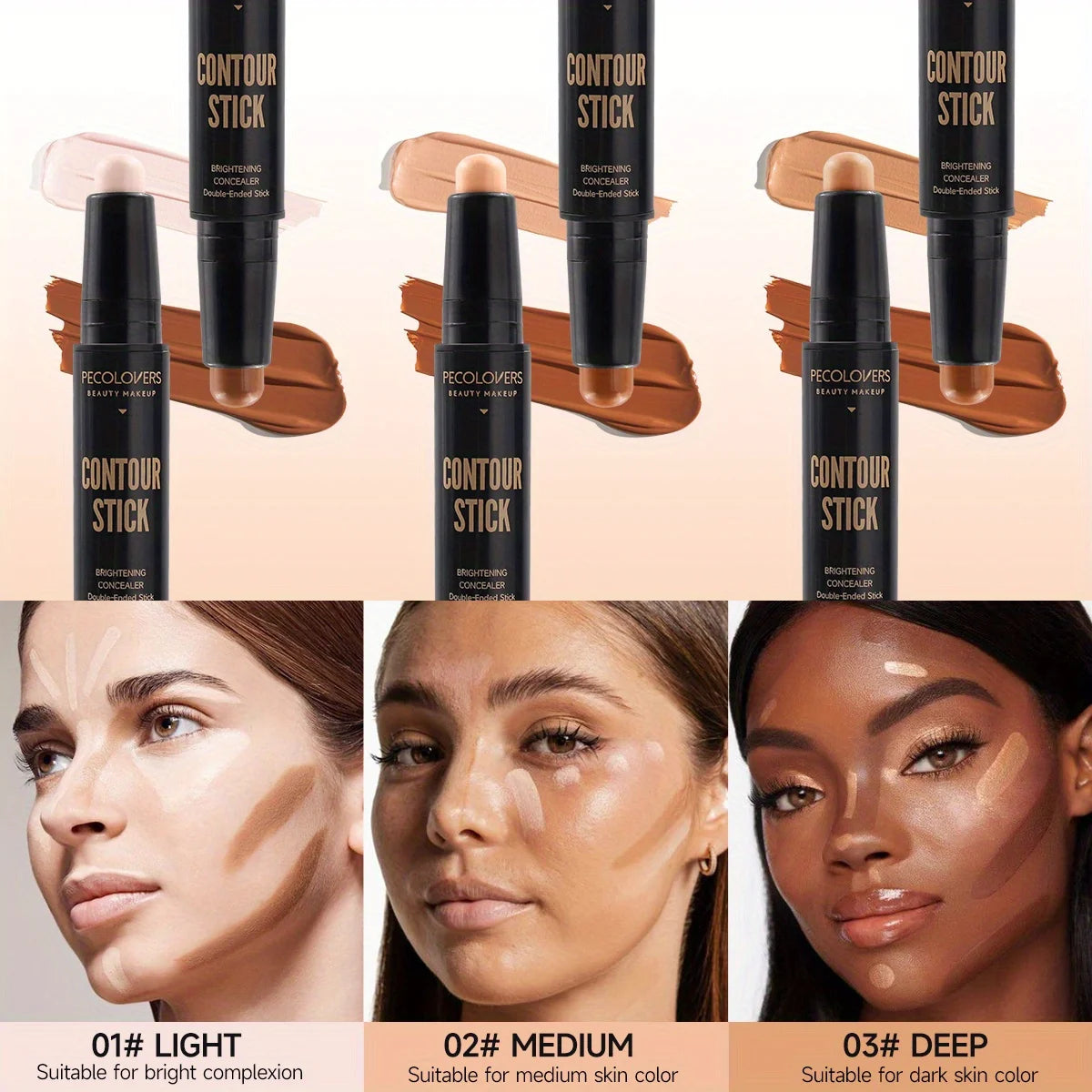 2-in-1 Contour & Highlight Stick – Dual-Ended Cream Concealer for Sculpted Nose, Cheeks & Jawline