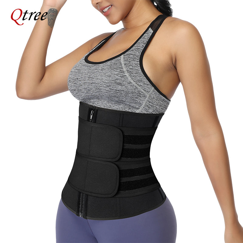 Qtree Plus Size Waist Trainer – Sweat Belt Corset for Slimming, Shaping & Workout Support