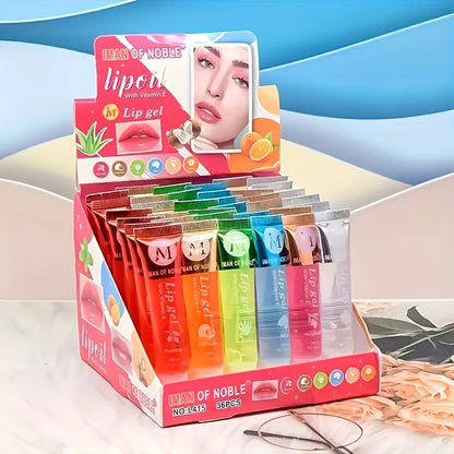 6-Piece Lip Gloss Gift Set – Clear & Flavoured Plumping Oils with VE, Rosehip, Argan & More