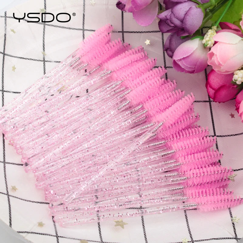 50pcs Disposable Lash & Brow Spoolies – Perfect for Extensions, Mascara & Makeup Application