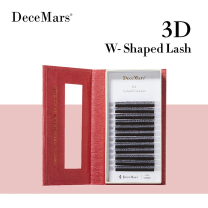 DeceMars Brown 3D W-Shaped Lash Extensions – Triple-Tip C/D/DD Curl Individual Lashes (0.07mm)
