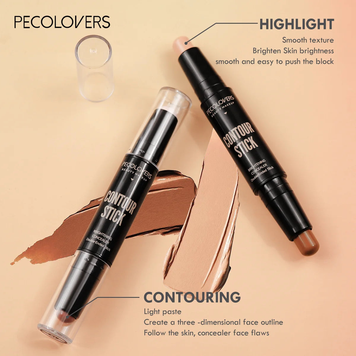2-in-1 Contour & Highlight Stick – Dual-Ended Cream Concealer for Sculpted Nose, Cheeks & Jawline