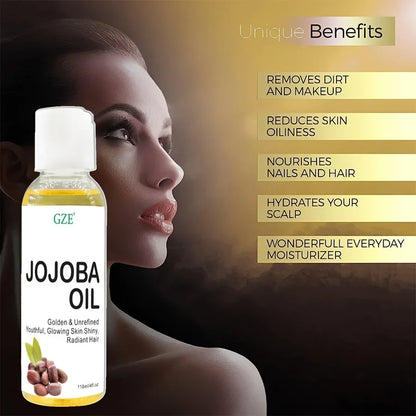 100% Pure Organic Jojoba Oil – Cold Pressed, Hexane-Free Moisturiser for Face, Hair, Skin & Nails (Youthful Glow)