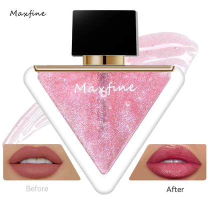 Maxfine Moisturising Triangle Lip Oil – Crystal Shine Lip Gloss for Natural Plump & Glossy Finish | Hydrating Lip Enhancer