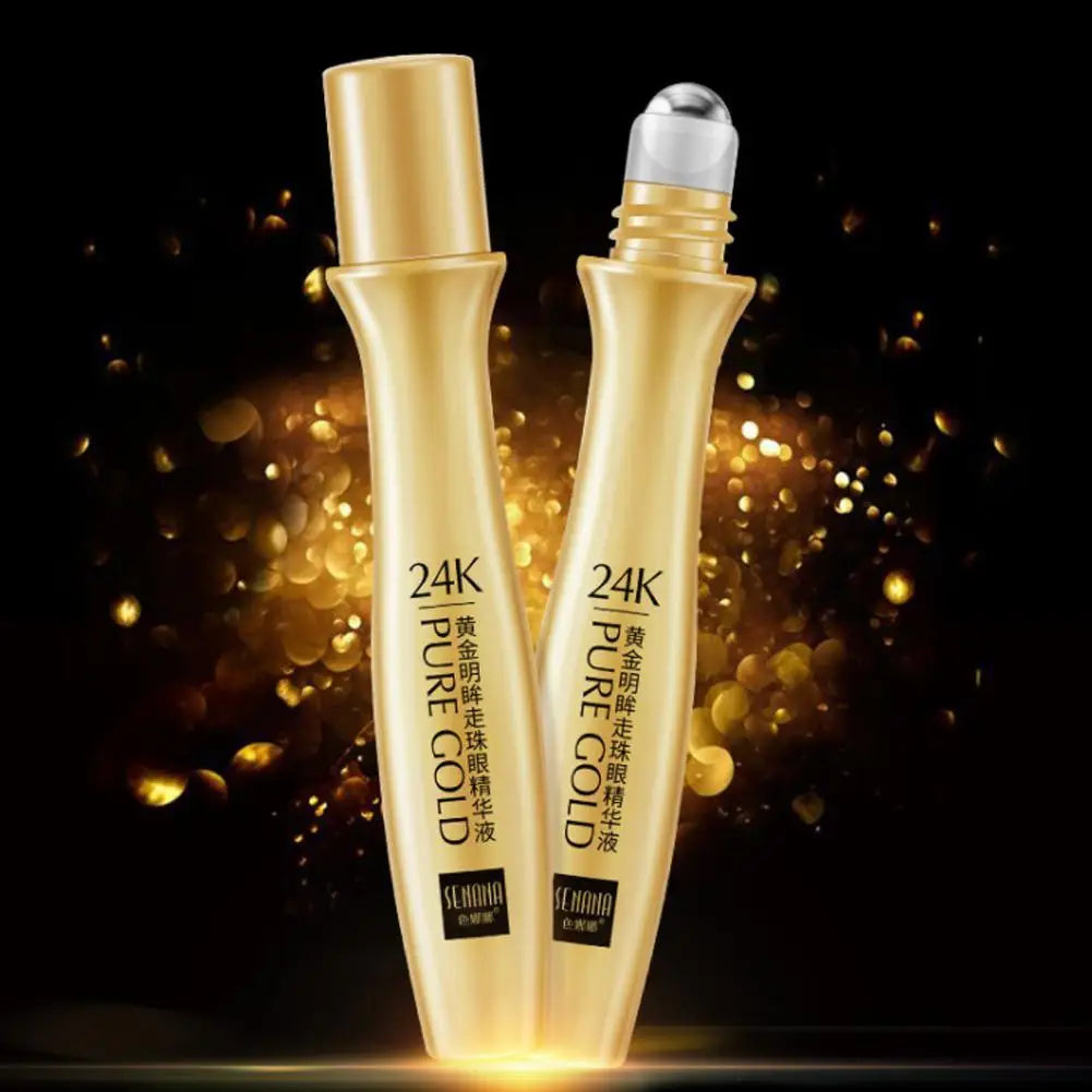 24K Gold Eye Roller Serum – Hydrating & Brightening Formula for Dark Circles & Puffiness (15ml)