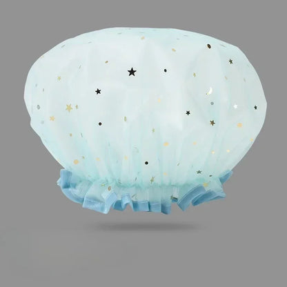 ReusableReusable Waterproof Shower Cap – Double-Layer Starry Sky Design for Bath, Kitchen & Hair Protection