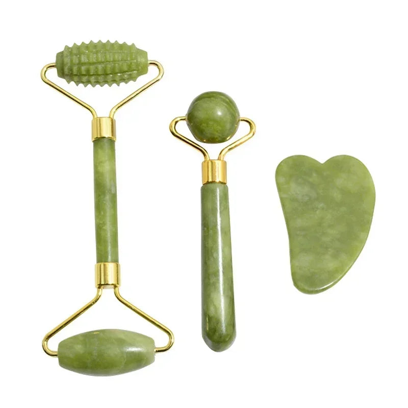 Jade Roller & Gua Sha Set – Natural Stone Facial & Body Massager for Lifting & Relaxation