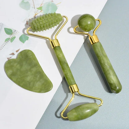 Jade Roller & Gua Sha Set – Natural Stone Facial & Body Massager for Lifting & Relaxation