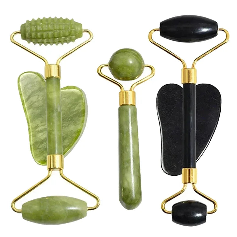 Jade Roller & Gua Sha Set – Natural Stone Facial & Body Massager for Lifting & Relaxation