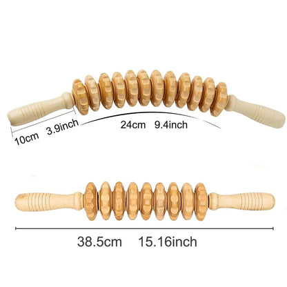 Deep Tissue Wooden Massage Roller – Anti-Cellulite Therapy Stick for Body Sculpting
