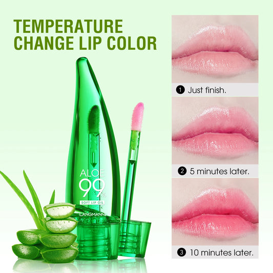 Aloe Vera Colour-Changing Lip Oil – Temperature-Activated Gloss for Soft, Rosy, Hydrated Lips