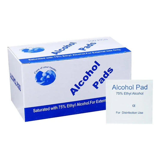 100pcs Antibacterial Alcohol Wipes – 75% Ethyl Cotton Pads for Skin, Surfaces & Tech | Sterile & Travel-Friendly