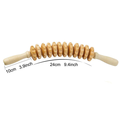 Deep Tissue Wooden Massage Roller – Anti-Cellulite Therapy Stick for Body Sculpting
