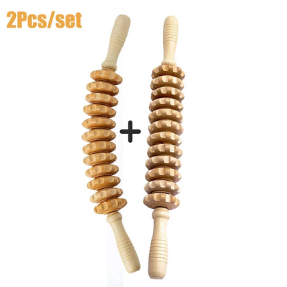 Deep Tissue Wooden Massage Roller – Anti-Cellulite Therapy Stick for Body Sculpting