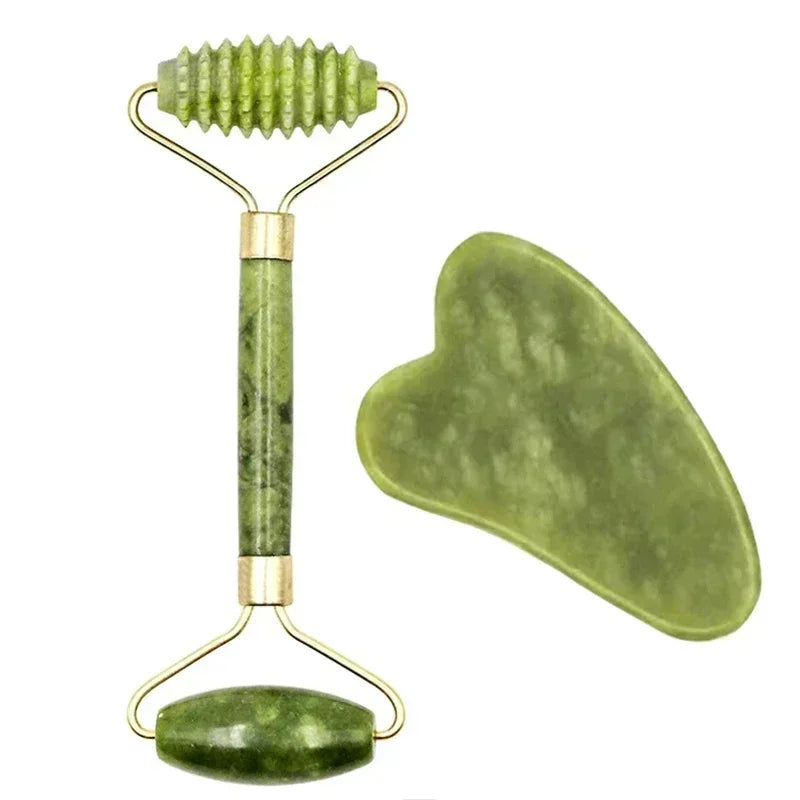Jade Roller & Gua Sha Set – Natural Stone Facial & Body Massager for Lifting & Relaxation