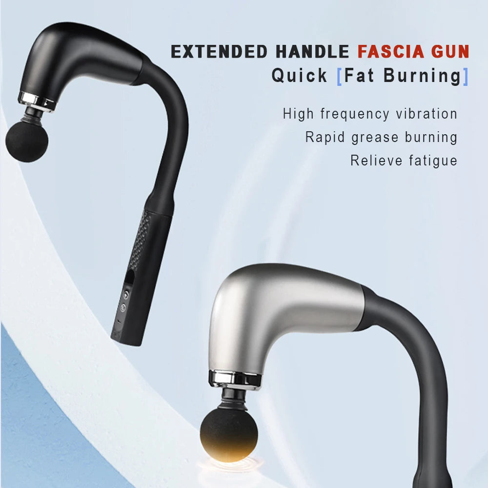 Extended Handle Fascia Gun – Self-Use Deep Tissue Massager for Back, Neck & Shoulders