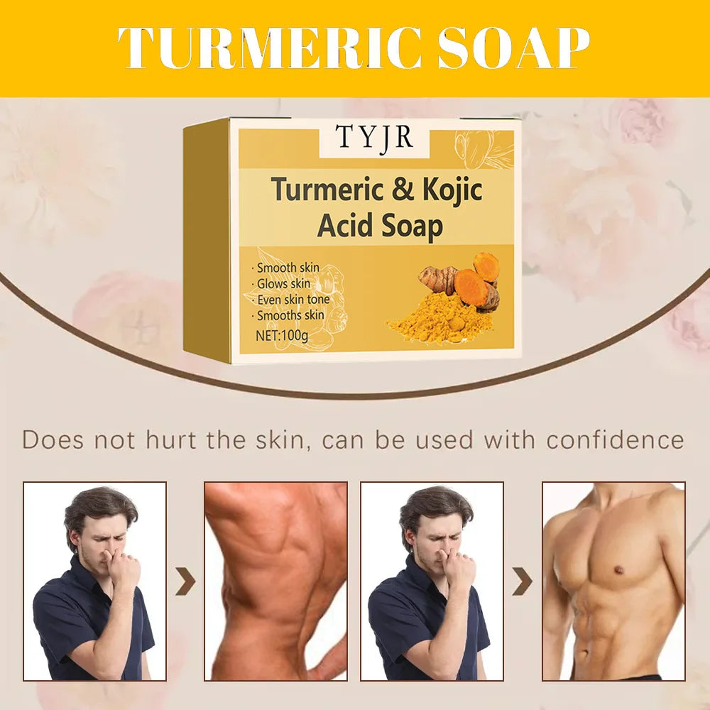 Turmeric & Kojic Acid Glow Soap – Brightening Bar for Acne, Dark Spots & Even Skin Tone | 100g Face & Body Cleanser