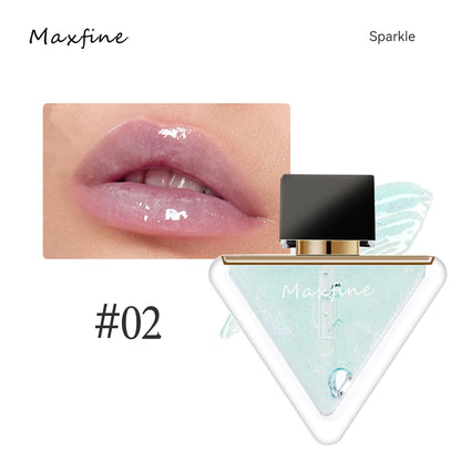 Maxfine Moisturising Triangle Lip Oil – Crystal Shine Lip Gloss for Natural Plump & Glossy Finish | Hydrating Lip Enhancer