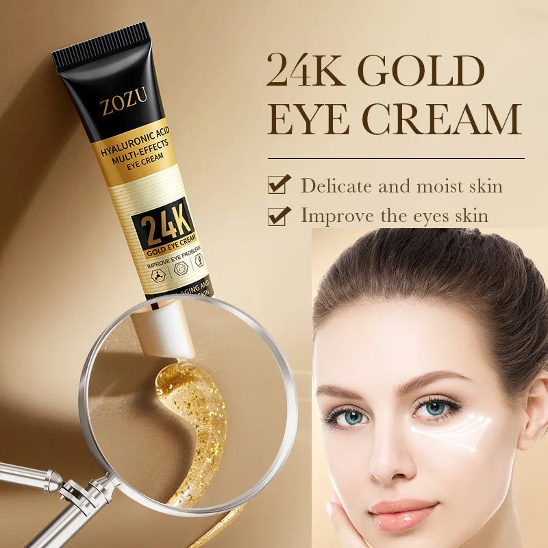 24K Gold Hyaluronic Eye Cream – Brightens Dark Circles & Firms Under-Eye Bags