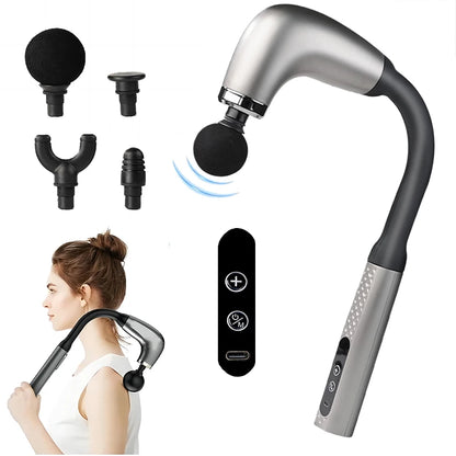 Extended Handle Fascia Gun – Self-Use Deep Tissue Massager for Back, Neck & Shoulders