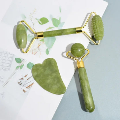 Jade Roller & Gua Sha Set – Natural Stone Facial & Body Massager for Lifting & Relaxation